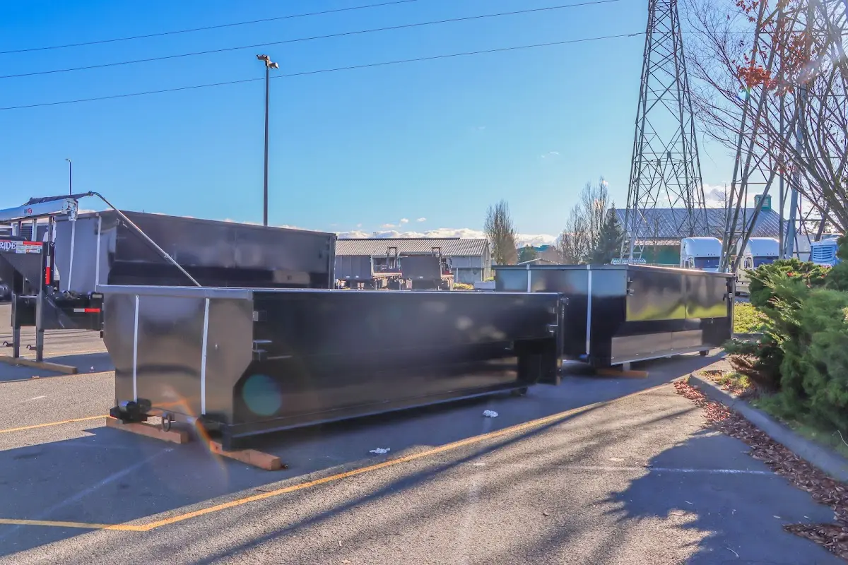 Roll-off dumpster ready for waste disposal at job site for Construction Dumpster Rental in San Carlos
